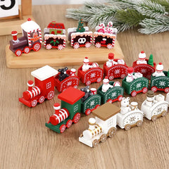 YOUMIKA  -  Christmas Wooden Train Merry Christmas Decorations for Home 2024 Xmas Tree Ornament  Navidad Noel Kids Gift Happy New Year 2025