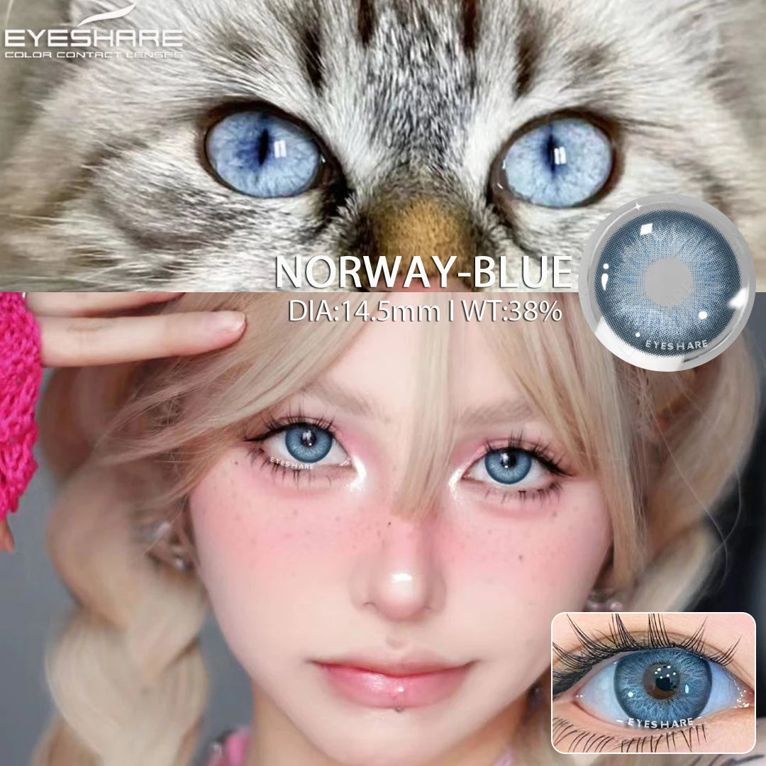 YOUMIKA  -  Natural Colored Contact Lenses Gray Color Contacts for Eyes Fashion Blue Lenses Eyes Contact Yearly 2pcs Contact Lens