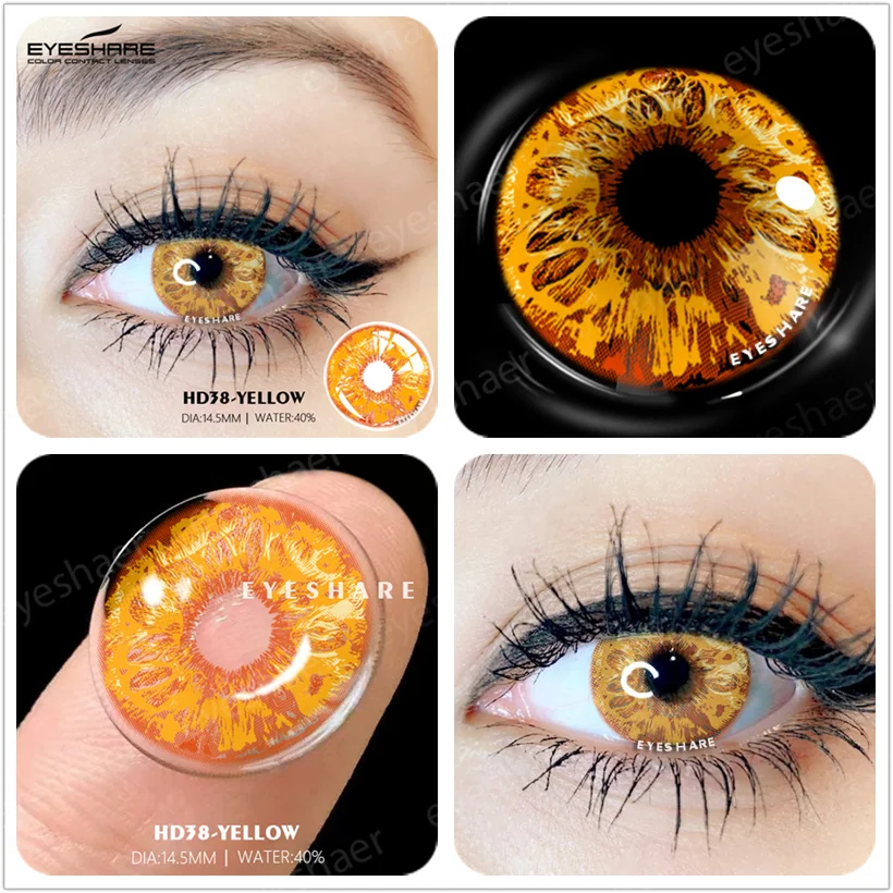 YOUMIKA  -  2pcs Crazy Style Color Contact Lenses For Eyes Cosplay Colored Lenses Yellow Contact Lens Yearly Halloween Contact Lens