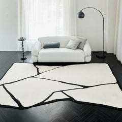 YOUMIKA  -  Modern Luxury Carpets for Living Room Fluffy Soft Plush Rug Black White Lines Bedroom Decor Carpet Large Area Washable Study Mat