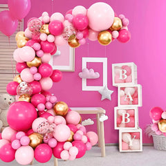 YOUMIKA  -  Pink Balloons Garland Arch Kit Hot Pink Gold White Confetti Latex Metallic Balloons for Birthday Wedding Baby Shower Party Decor