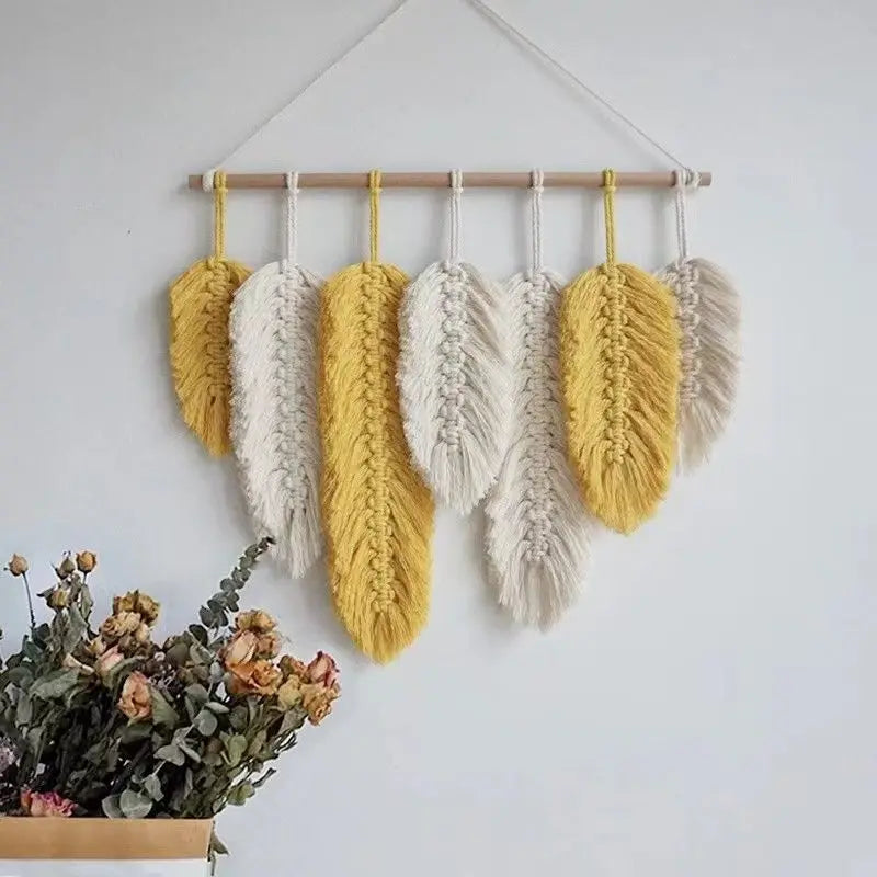 YOUMIKA  -  Macrame Wall Hanging Decor, Boho Woven Tapestry, Bohemian Colorful Leaf Macrame, Macrame Macrame Tassel Art, Bedroom Home