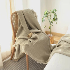 YOUMIKA  -  Japanese Minimalism Sofa Blanket, Cotton Linen Blanket, Single Cover, Full Four Season, Dust Cover