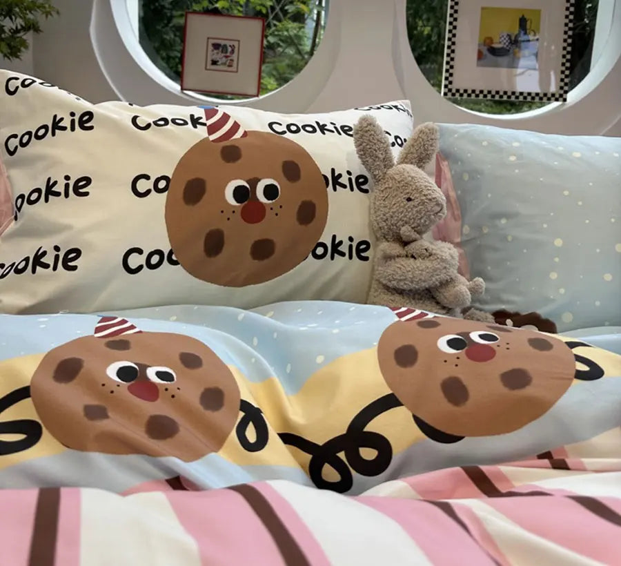 YOUMIKA  -  Cute Cartoon Cookie Bedding Set Kid Teen,twin Full Queen King Lovely Bicky Cotton Home Textile Bed Sheet Pillow Case Quilt Cover