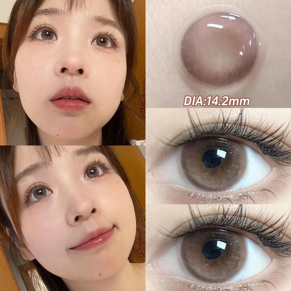 YOUMIKA  -  Pink Lenses Color Contact Lenses for Myopia Beauty Eye Color Lenses Fashion Natural Pupils Grey Brown Blue Lens 1 Pair