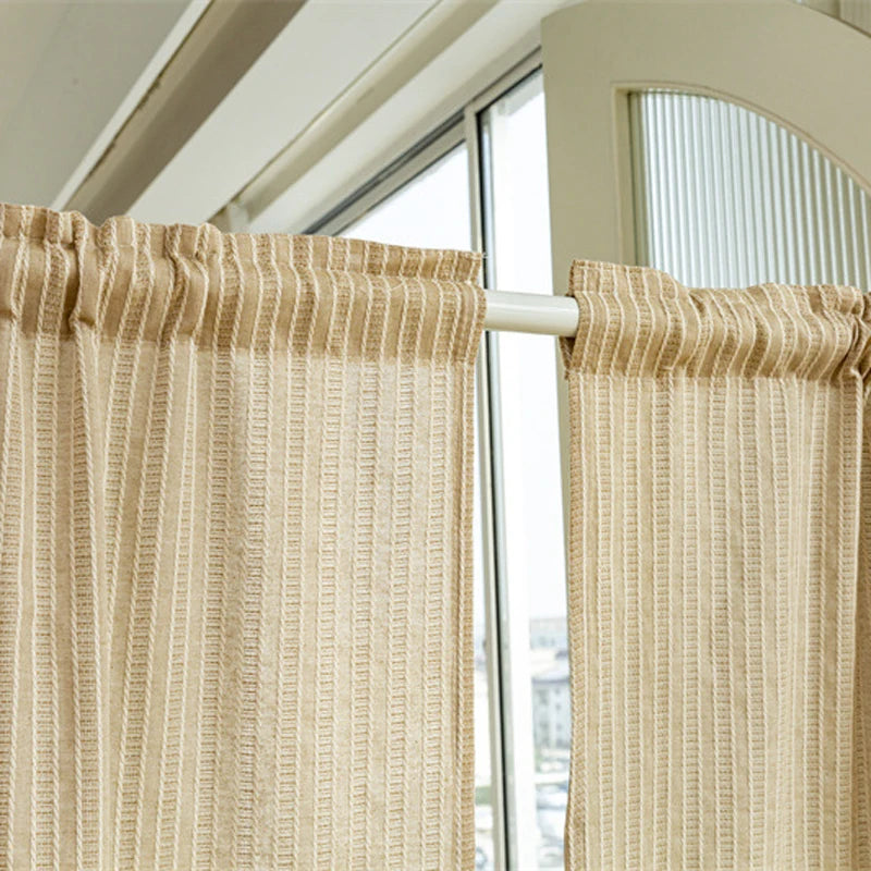 YOUMIKA  -  Farmhouse Door Curtains for Bedroom & Living Room French Country Cute Textured Window Curtain Striped Bohemian Tassels Draperies