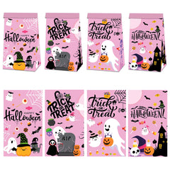 YOUMIKA  -  12pcs NEW Trick Or Treat Paper Gift Bags With Label Sticker Halloween Night Party Kids Gift Packing Bag Happy Halloween Supplies