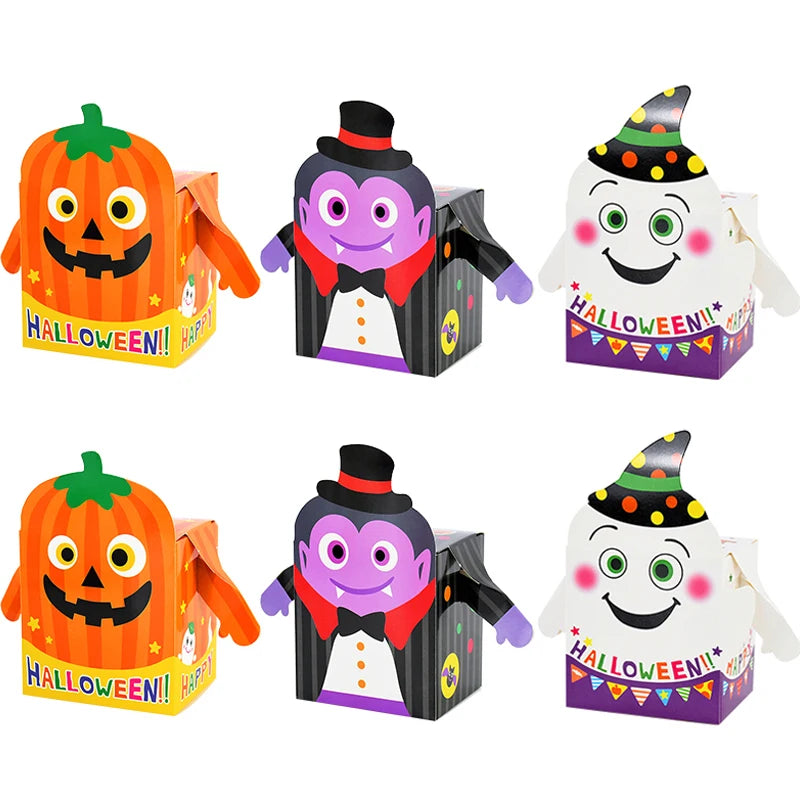 YOUMIKA  -  3/6Pcs Halloween Ghost Pumpkin Candy Box Paper Gift Cookie Packaging Box Trick Or Treat Kids Gift Halloween Party Decor Supplies