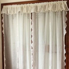 YOUMIKA  -  Creamy Balloon Curtain Window Sheer Valance Lace Ruffle Tie Up Roman Curtain Handmade Crochet Embroidered Home Decoration TJ8262