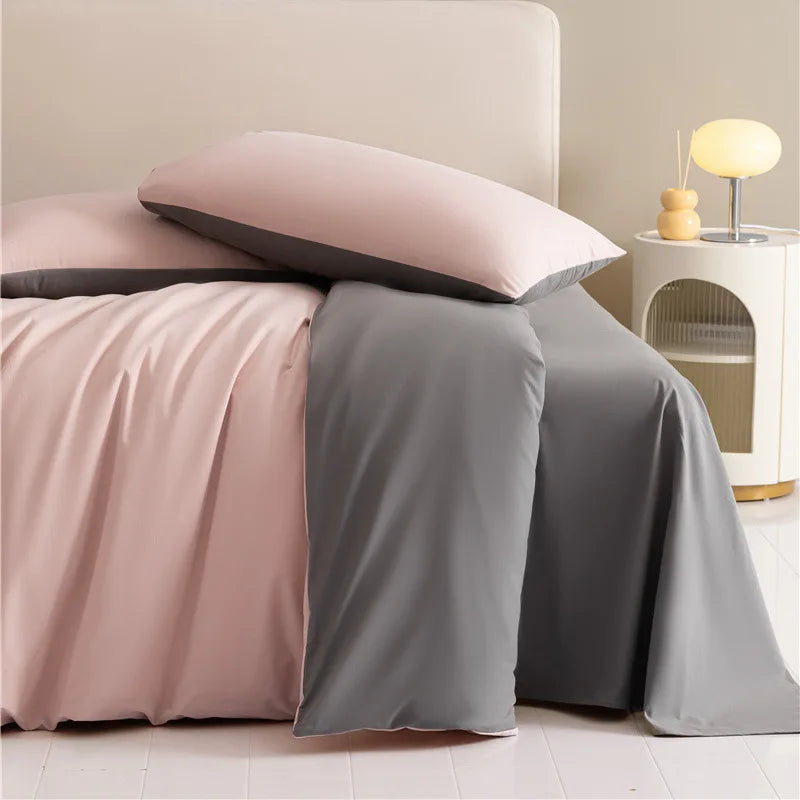 YOUMIKA  -  3/4pcs Light Luxury All Cotton Homestay Long Staple Cotton Duvet Cover Set, Thickened Matte Solid Color Bedding 1.2/1.5/1.8/2.0m