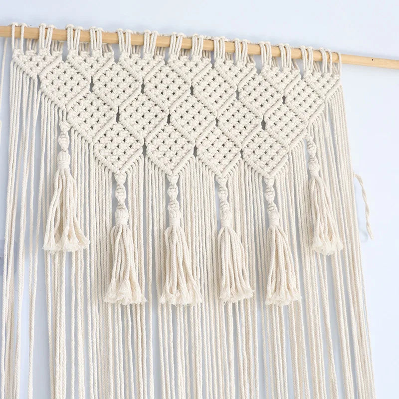 YOUMIKA  -  Macrame Curtain Room Doorway Divider Window Curtains Bohemian Macromay Wall Hanging for Bedroom Wedding Backdrop Home Decorrtion