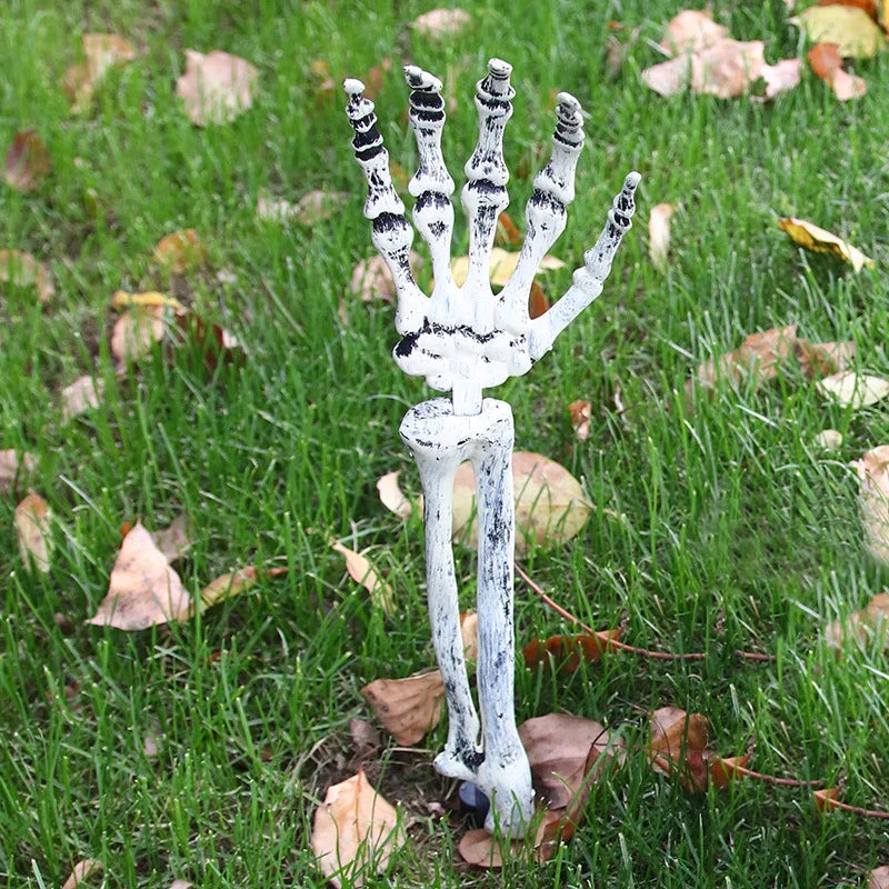 YOUMIKA  -  Halloween Skull Skeleton Head Realistic Human Hand Arms for Halloween Party Home Garden Lawn Decor Haunted House Horror Props