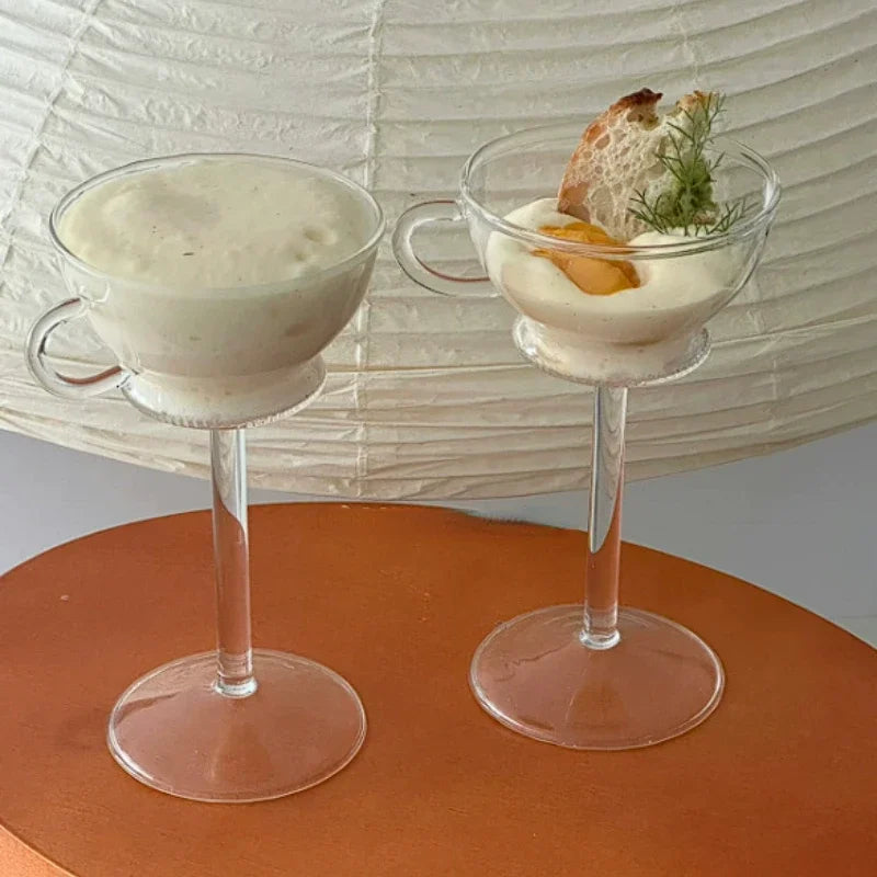 YOUMIKA  -  Creative Niche Glass Tall Coffee Cup Dessert Pudding Cup Tall Glass Bowl Wine Glasses Champagne