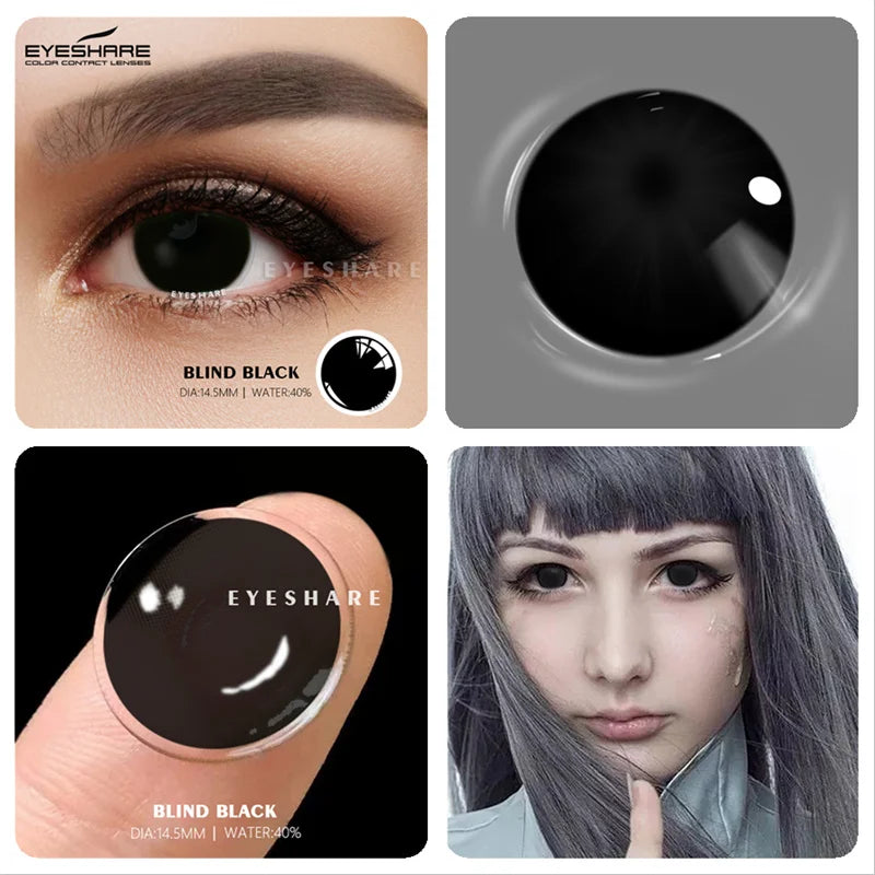 YOUMIKA  -  1Pair Halloween Colorful Contact Lenses Anime Cosplay Eye Lenses Multicolored Lenses White Black Lenses Yearly Contacts