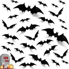 YOUMIKA  -  Halloween 3D Black Bat Wall Stickers Home Room Indoor DIY Decoration Scary Props Kids Party Favors Wall Decals Window Sticker