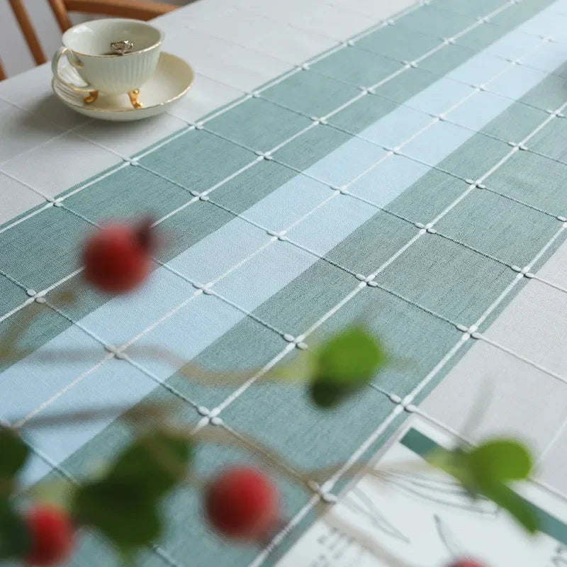 YOUMIKA  -  Rectangular Tablecloth Striped Birthday Table Decoration Home Cotton Linen Pad Oilcloth Anti-fouling Coffee Table Tablecloth