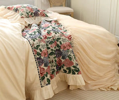 YOUMIKA  -  French elegant fairyfair ruffle floral bedding set,full queen king vintage cotton home textile bedspread pillow case quilt cover