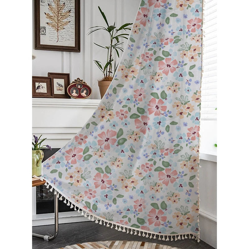 YOUMIKA  -  American Country Style Blackout Curtains For Living Dining Room Bedroom Cotton Linen Printing Sunscreen Study