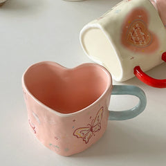 YOUMIKA  -  Korean Girl's Beloved Ceramic Mug with High Aesthetic Value Milk Coffee Breakfast Cup Girl's Gift