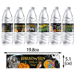 YOUMIKA  -  12pcs Halloween Party Water Bottle Stickers DIY Wine Bottle Paper Labels Wrapper Halloween Party Home Bar Decoration Supplies