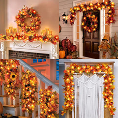 YOUMIKA  -  3M 20LED Maple Leaf Light String Fake Autumn Leaves LED Fairy Garland for Christmas Thanksgiving Halloween Party Home Decoration