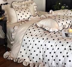 YOUMIKA  -  Cute fashion polka dot bedding set,full queen king vintage kawaii ruffled cotton home textile bed sheet pillow case duvet cover