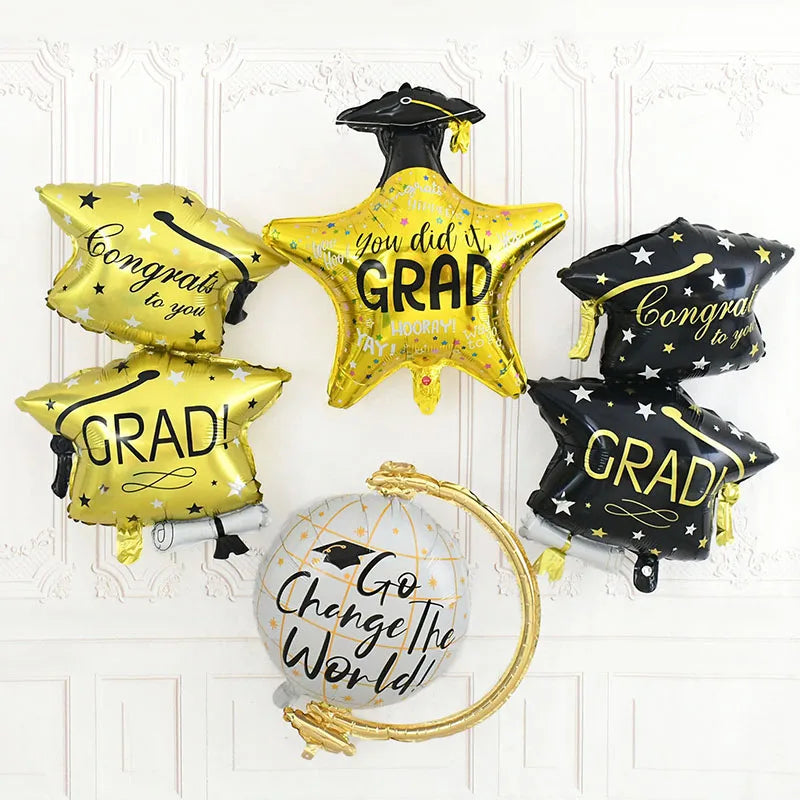 YOUMIKA  -  Graduation Party 4D Standing Balloons Bachelor Cap Bear Owl Foil Balloon Grad Congratulation We Did It Decoration Kids Gift Toy