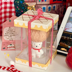 YOUMIKA  -  Red Scarf Bear Tall Cup Birthday Gift Ice Cream Cup Ceramic Water Cup Girl's Companion Gift