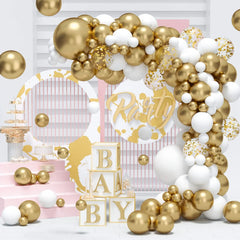 YOUMIKA  -  White Balloon Arch Garland Kit Gold Confetti Balloons for Parties Baby Shower Wedding Anniversary Birthday Party Decorations DIY