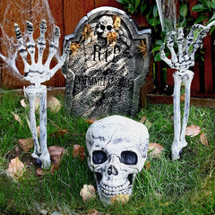 YOUMIKA  -  Halloween Skull Skeleton Head Realistic Human Hand Arms for Halloween Party Home Garden Lawn Decor Haunted House Horror Props