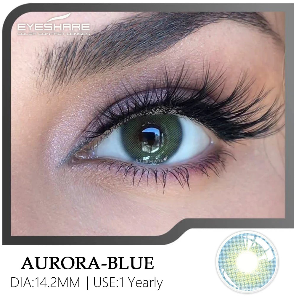 YOUMIKA  -   Colored Contact Lenses for Eyes 2pcs Aurora Blue Lenses Brown Eyes Contacts Lenses Yearly Beautiful Pupils Contact Lens