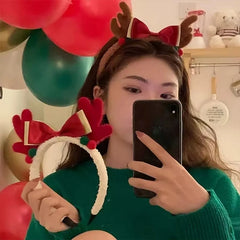 YOUMIKA  -  Christmas Hairhoop Deer Horn Santa Claus Headband Christmas Tree Hair Clips 2025 New Year Party Headwear Prop Hair Accessories