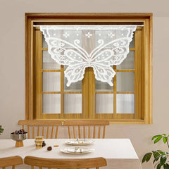 YOUMIKA  -  White Lace Mesh Creative Butterfly Shape Design Tulle Short Curtains For Room, Small Household Windows, Garden Cabinets,  Decor