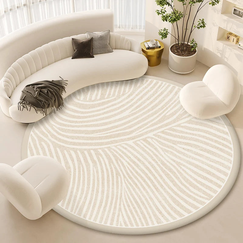 YOUMIKA  -  Light Luxury Round Cream Style Carpet Living Room Large Area Thickened Sofa Carpets Coffee Table Nonslip Bedroom Study Round Rug