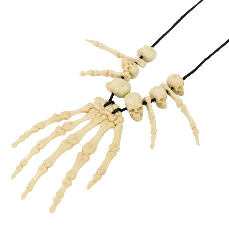 YOUMIKA  -  Halloween Decoration Skeleton Hand Bone Necklace Jewelry Costume Fancy Dress for Women Men Halloween Party Hanging Ornament Prop