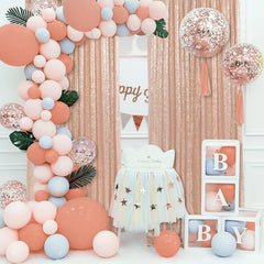 YOUMIKA  -  New Arrive Blush Brown Balloons Arch Garland With Sequin Backdrop Curtains For Birthday Wedding Garden Tea Party Decorations