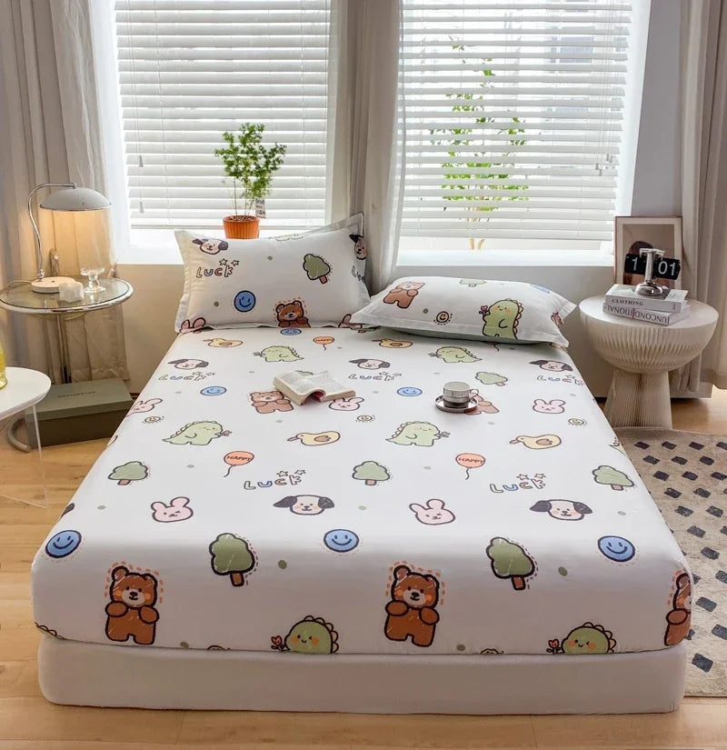 YOUMIKA  -  100% Cotton Fitted Sheet постельное белье Cartoon Bed Sheet for Double Bed Cotton Bed Linen(Pillowcase need order)