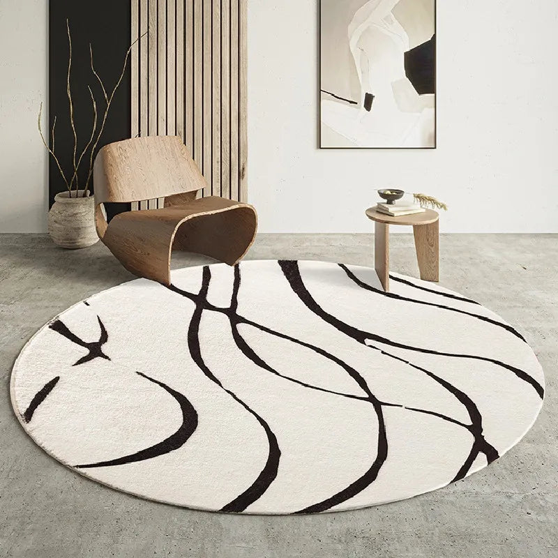 YOUMIKA  -  Carpet for Living Room Large Area Round Abstract Lines Fluffy Rug Home Decoration IG Bedroom Cloakroom Plush Mat