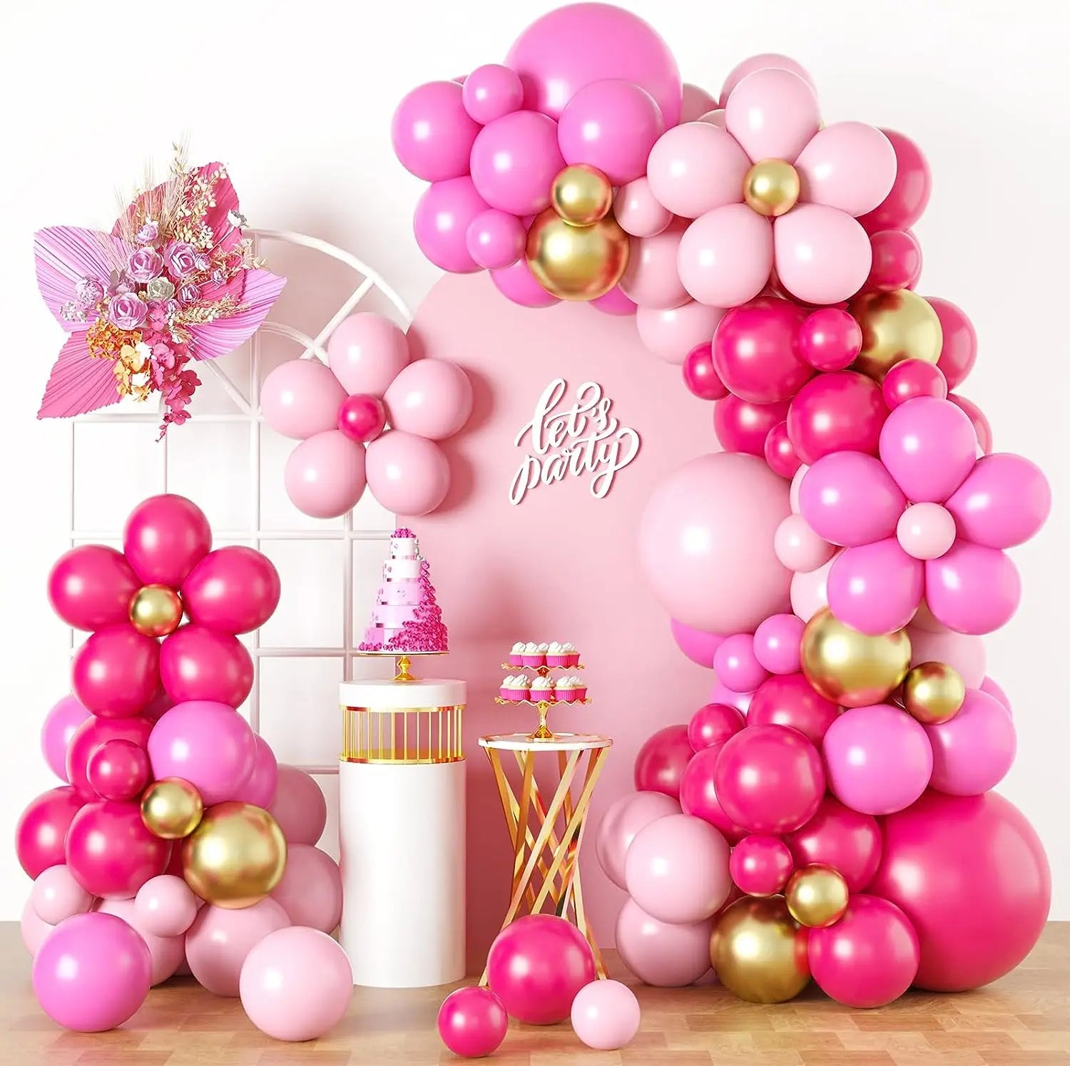 YOUMIKA  -  New Pink Princess Balloon Garland Arch Kit for Girls Birthday Wedding Bridal Baby Shower Party Background Decorations Supplies