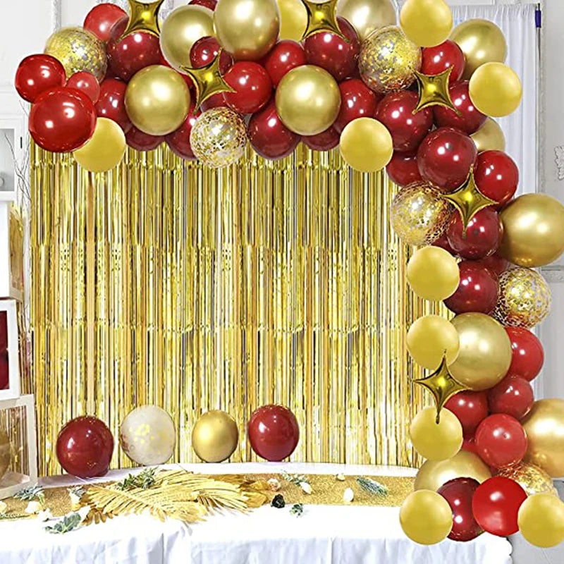 YOUMIKA  -  Burgundy and Gold Balloon Garland Arch Kit for Valentines Day Wedding Bachelorette Birthday Bridal Baby Shower Decoration