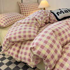 YOUMIKA  -  Bed Sheets Set Plaid Style Duvet Cover Pillowcase with Bedsheet Soft Bedding Set Home Bedclothes постельное белье