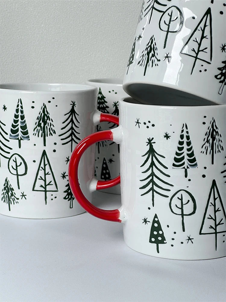 YOUMIKA  -  New Christmas Mug, Large Capacity Water Cup Handle, Ceramic Cup, Holiday Gift Cute and Fun Unique Kitchenware