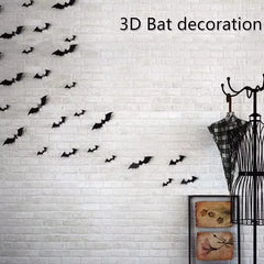 YOUMIKA  -  Halloween 3D Black Bat Wall Stickers Home Room Indoor DIY Decoration Scary Props Kids Party Favors Wall Decals Window Sticker