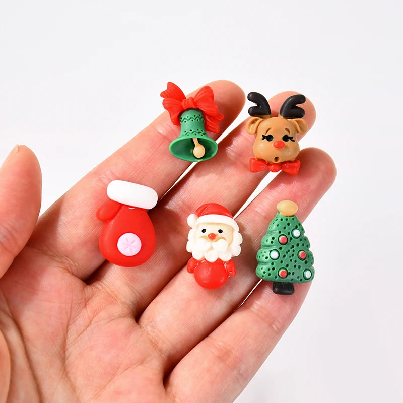 YOUMIKA  -  10/20pcs Mixed Christmas Resin Crafts Ornament Mini Santa Claus Xmas Tree Figurine DIY Decorations New Year Gifts Party Supplies