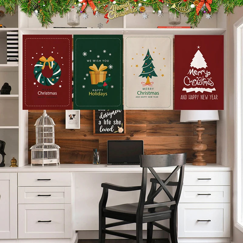 YOUMIKA  -  Christmas Decoration Christmas Tapestry Wall Decor 2025 New Year Hanging Cloth Aesthetic Xmas Home Decor Room Party Decoration