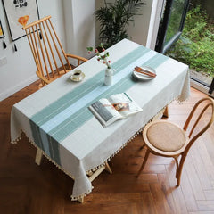 YOUMIKA  -  Rectangular Tablecloth Striped Birthday Table Decoration Home Cotton Linen Pad Oilcloth Anti-fouling Coffee Table Tablecloth