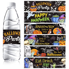 YOUMIKA  -  12pcs Halloween Party Water Bottle Stickers DIY Wine Bottle Paper Labels Wrapper Halloween Party Home Bar Decoration Supplies