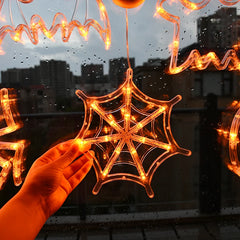 YOUMIKA  -  Halloween LED Window Lights Home Indoor Pumpkin Spider Ghost LED Sucker Lamp 2024 Halloween Party Hanging Decoration Kids Favors