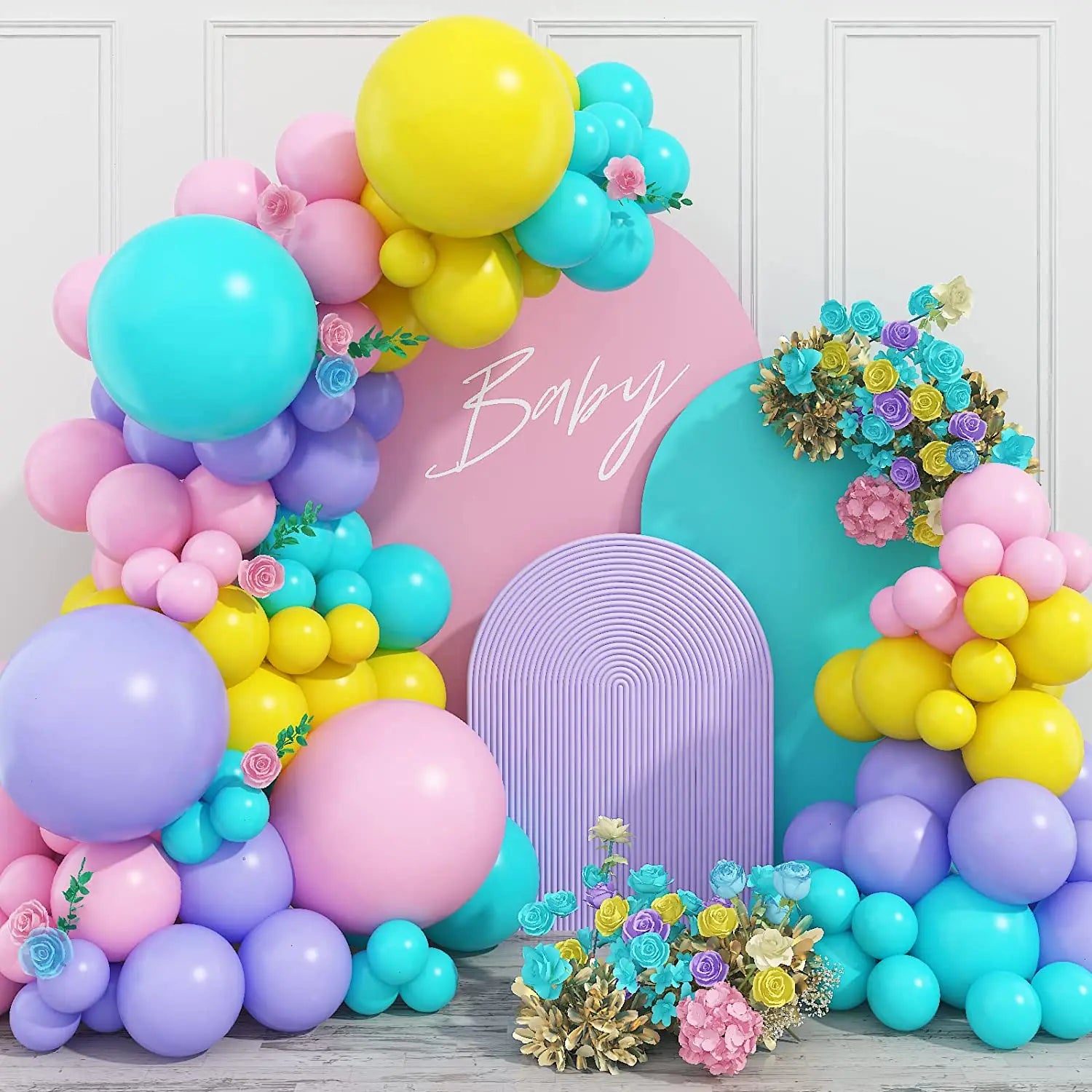 YOUMIKA  -  Party Decoration Balloons Garland Kit Rainbow Balloons for Baby Shower Girls Birthday Weeding Anniversary Party Supplies