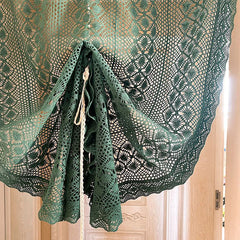 YOUMIKA  -  Boho Sheer Curtain Valance Crochet Lace Tie-Up Roman Balloon Curtain with Hollow Knitted Farmhouse Kitchen Cafe Window Treatment